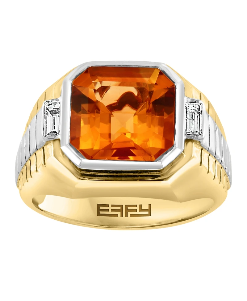 Effy Men's Citrine (5-1/10 ct. t.w.) & White Topaz (1/10 Ring Sterling Silver 14k Gold-Plated