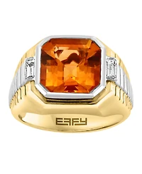 Effy Men's Citrine (5-1/10 ct. t.w.) & White Topaz (1/10 Ring Sterling Silver 14k Gold-Plated