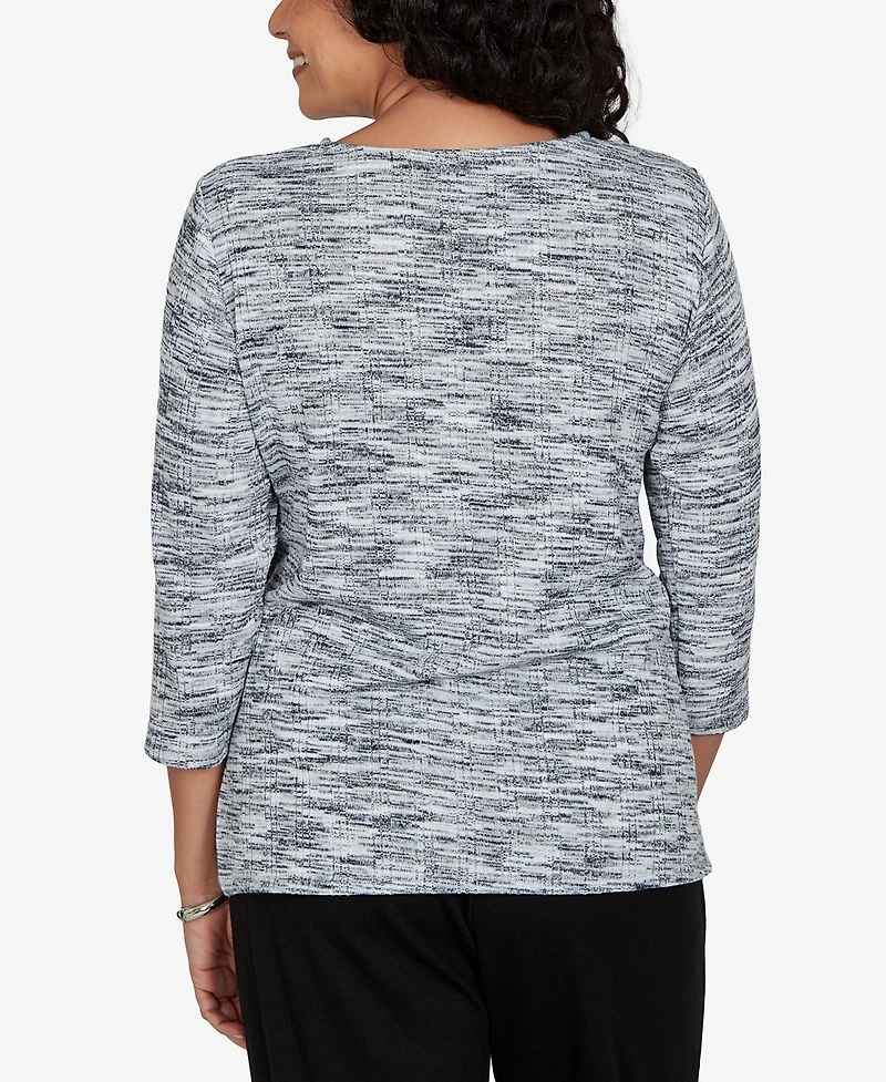 Alfred Dunner Women's Space Dye 3/4-Sleeve Top