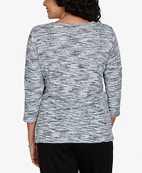 Alfred Dunner Women's Space Dye 3/4-Sleeve Top