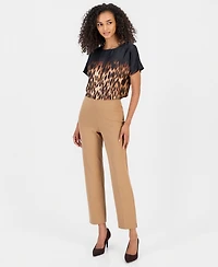 Anne Klein Women's Stretch Crepe Pull-On Hollywood Waist Straight Ankle Pants