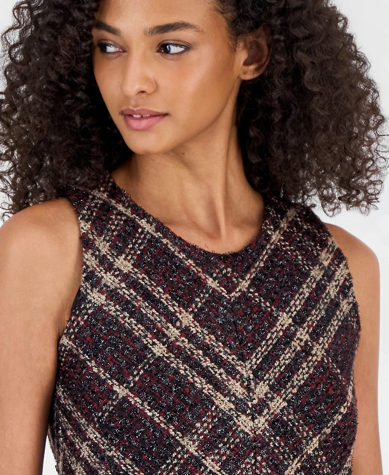 Anne Klein Women's Plaid Tweed A-Line Dress