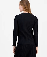 Anne Klein Women's Boat-Neck Sunburst Cardigan Sweater