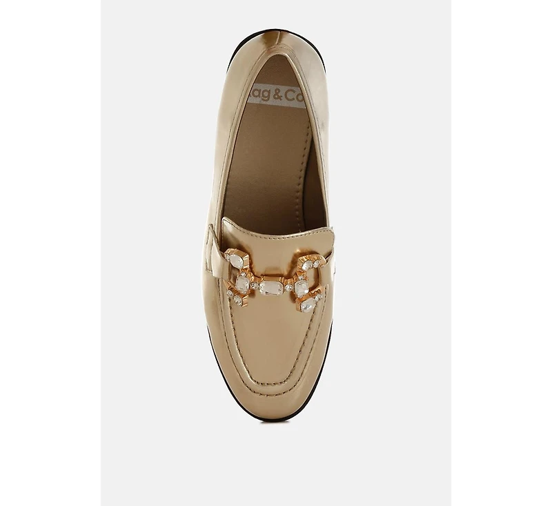 Dendron Diamante Horsebit Metallic Loafers