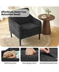 homfan Mid-Century Modern Side Chair, Chenille Curved Armchair for Adults, Reading Chair, Cloud Single Sofa for Bedroom, Living Room