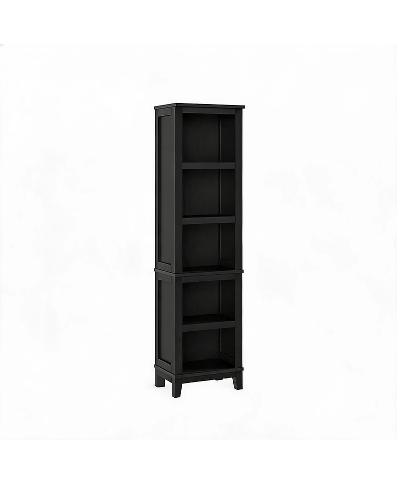 homfan 71 Inch Tall Bookshelf with Adjustable Shelves Narrow Bookcase Wooden Legs, Farmhouse Shelf for Living Room Office Apartment