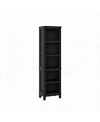 homfan 71 Inch Tall Bookshelf with Adjustable Shelves Narrow Bookcase Wooden Legs, Farmhouse Shelf for Living Room Office Apartment