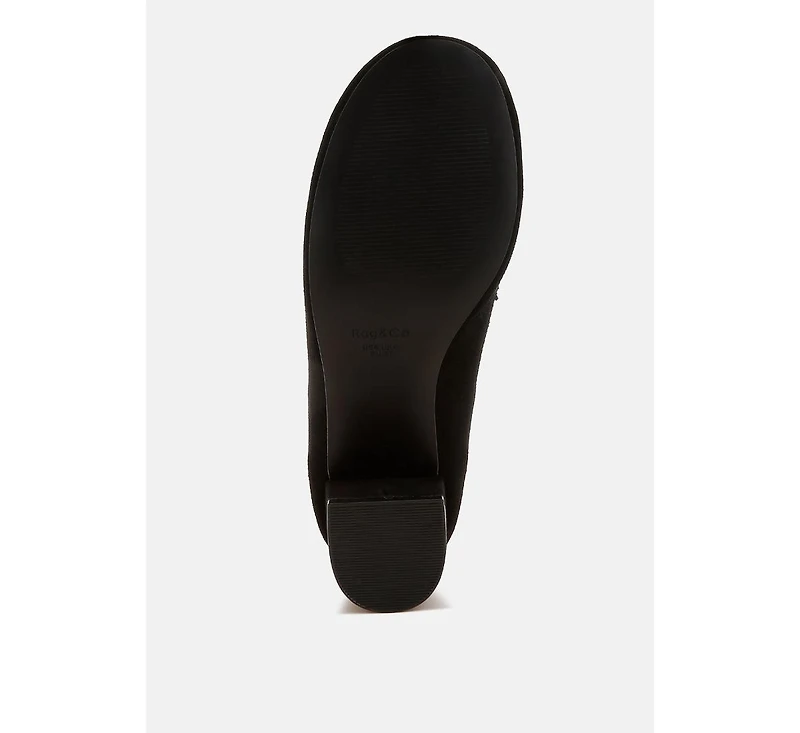 Rag & Co Astra Block Heel Suede Loafers