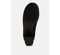 Rag & Co Astra Block Heel Suede Loafers