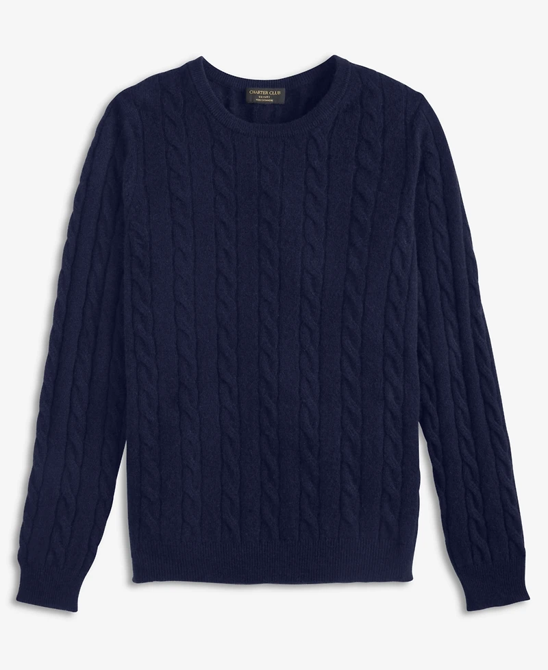 Charter Club Women's Cable-Knit Crewneck 100% Cashmere Sweater, Macy's Exclusive