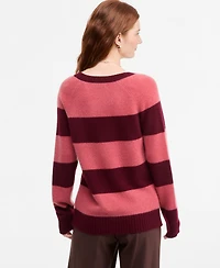Charter Club Women's 100% Cashmere Striped V-Neck Sweater, Macy's Exclusive