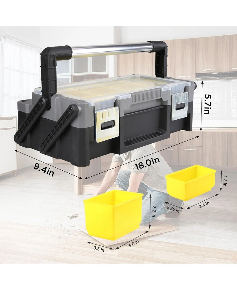 Xdovet Portable Plastic Cantilever Tool Box Organizer With Removable Compartments