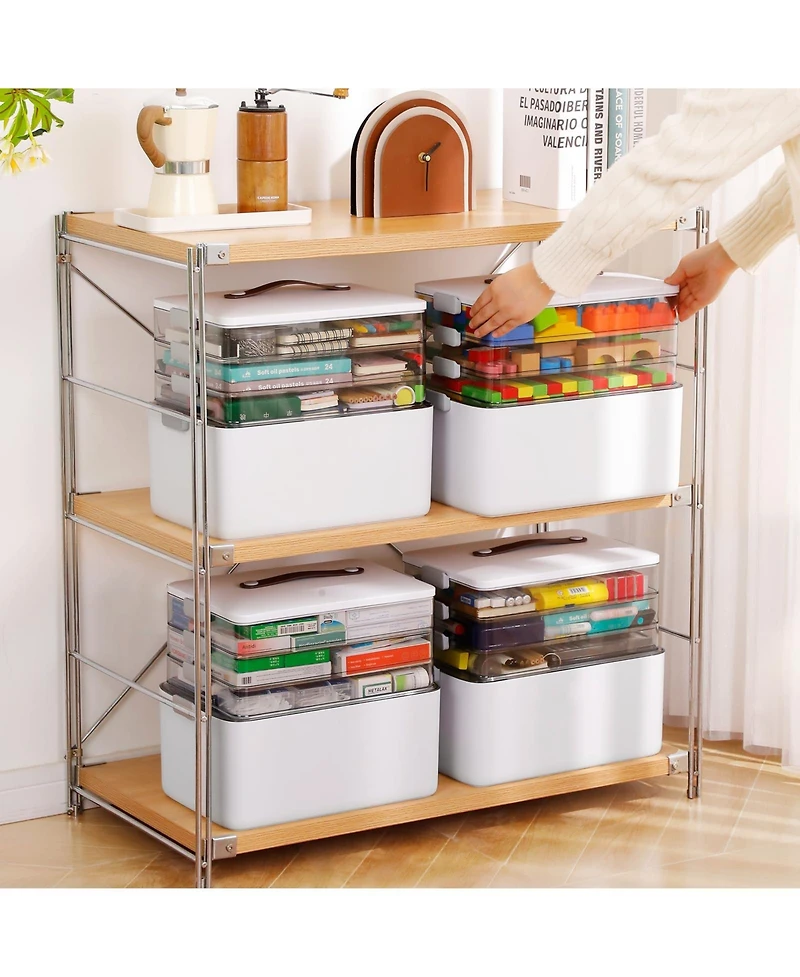 Xdovet 4-Tier StorBox Latch Bin Leather Handle