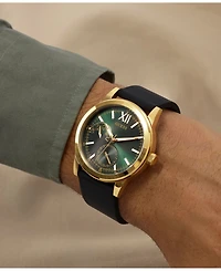 Guess Men's Gold-Tone Silicone Strap Watch 42mm