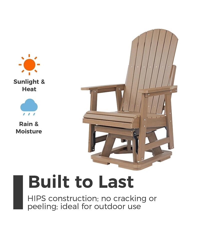 Mega Casa Hips All-Weather Outdoor Swivel Patio Glider, Heavy-Duty Rocker Chair with 360-Degree Rotation and Removable Cup Holder