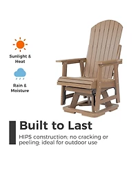 Mega Casa Hips All-Weather Outdoor Swivel Patio Glider, Heavy-Duty Rocker Chair with 360-Degree Rotation and Removable Cup Holder