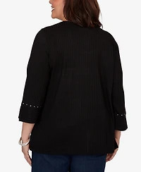 Alfred Dunner Plus Spliced Texture Metallic Studded Top