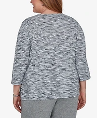 Alfred Dunner Plus Space Dye Top with Necklace