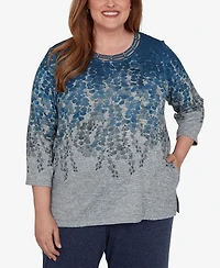 Alfred Dunner Plus Falling Leaves Pocket Knit Top
