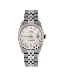 Pre-Owned Rolex Oyster Perpetual Datejust Automatic Watch in Stainless Steel and Gold with Diamond Markers 36mm