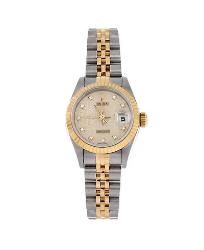 Pre-Owned Rolex Oyster Perpetual Datejust Automatic Watch in Stainless Steel and Gold with Diamond Markers 26mm