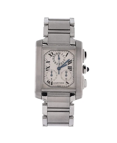 Pre-Owned Cartier Tank Francaise Chronoflex Chronograph Quartz Watch in Stainless Steel 28mm