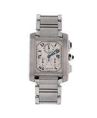 Pre-Owned Cartier Tank Francaise Chronoflex Chronograph Quartz Watch in Stainless Steel 28mm