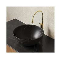 Busdays 14 Inch Ceramic Bathroom Sink with Stone Pattern No Faucet Bowl Sink