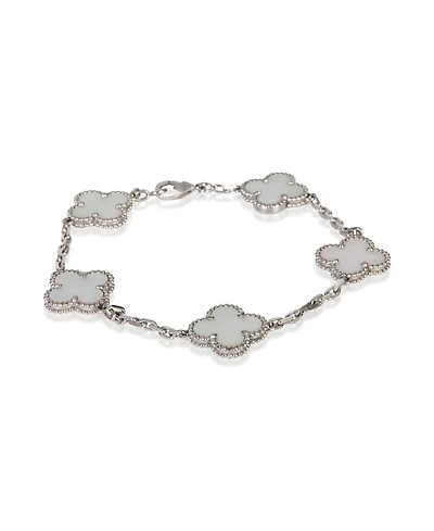 Pre-Owned Van Cleef & Arpels White Gold Mother Of Pearl Vintage Alhambra Bracelet