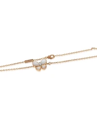 Pre-Owned Van Cleef & Arpels Rose Gold Mother Of Pearl and Diamond Two Butterfly Pendant