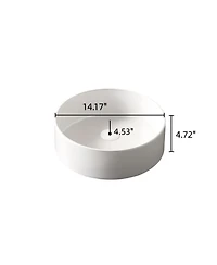 Busdays 14 Inch Round Vessel Ceramic Bathroom Sink Basin Without Faucet or Cabine