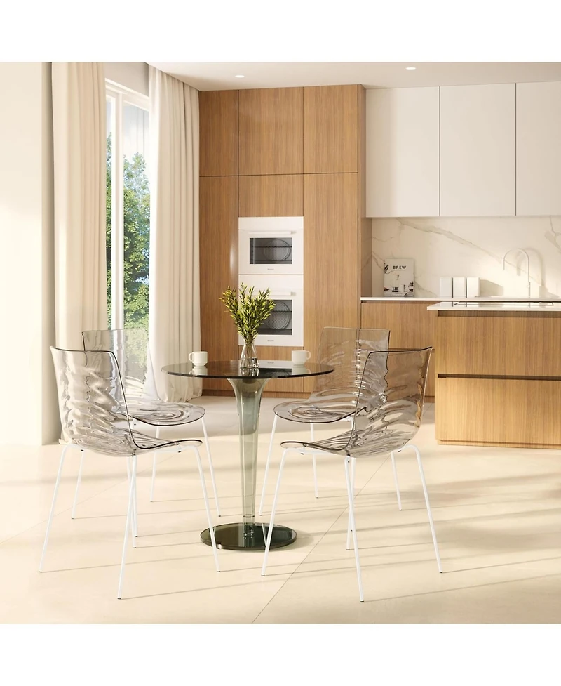 LeisureMod Aster Dining Chair, Modern Stackable Side Accent Abs Plastic with Stainless-Steel Legs for Home, Kitchen and Room