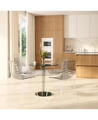 LeisureMod Aster Dining Chair, Modern Stackable Side Accent Abs Plastic with Stainless-Steel Legs for Home, Kitchen and Room