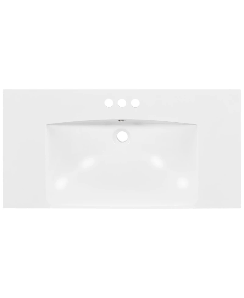 Busdays 36 x 18 Inch Rectangular 3 Hole Bathroom Resin Sink Vanity Top Only Fits 4 Inch Center Faucet No Cabinet No Faucet