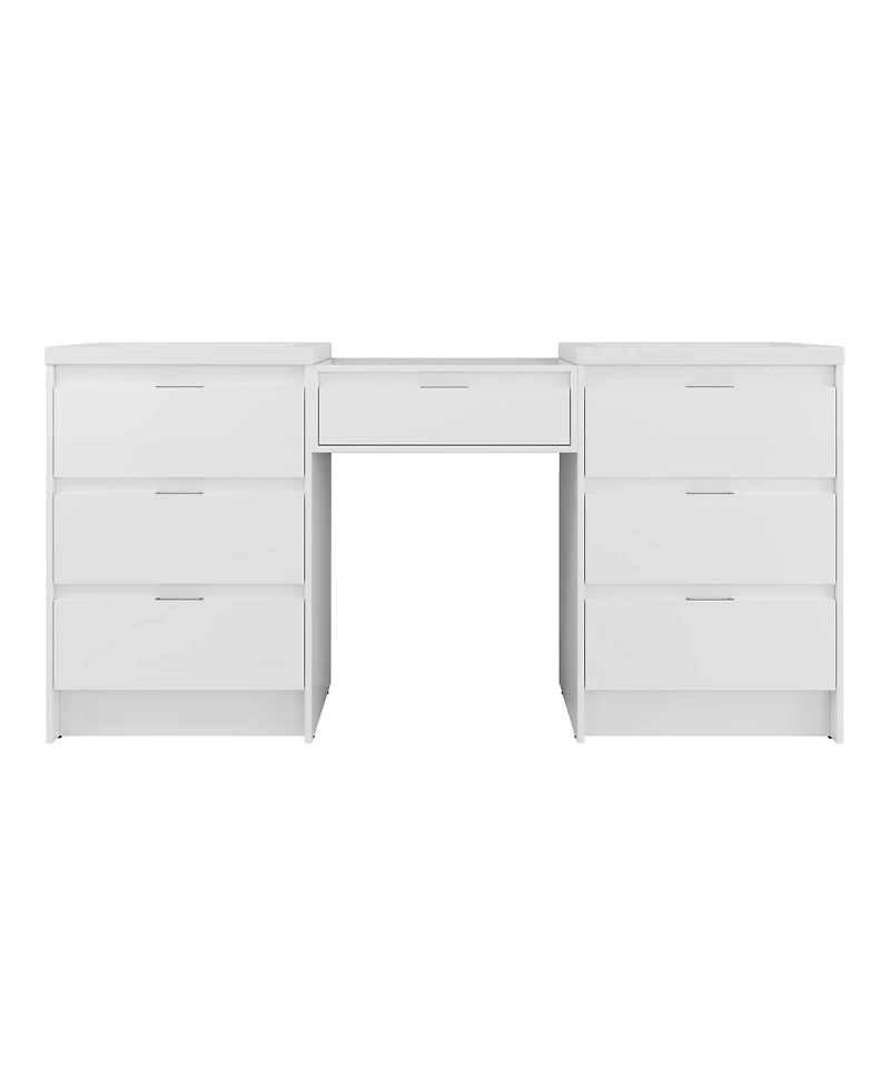 Sillysis 71 Inch Double Sink Freestanding Bathroom Vanity with Resin Basins, Soft Close Doors, Water-Resistant, Side Cabinet Storage