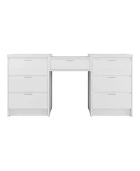 Sillysis 71 Inch Double Sink Freestanding Bathroom Vanity with Resin Basins, Soft Close Doors, Water-Resistant, Side Cabinet Storage