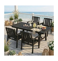 homfan Wide Seat Outdoor Patio Dining Chairs Set, All-Weather Hdpe With Back, Waterproof, Sturdy For Deck, Backyard, Poolside.