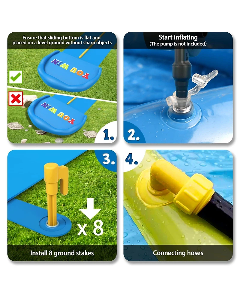 Aofar 32.8Ft Inflatable Water Slide Double Lane Outdoor Play