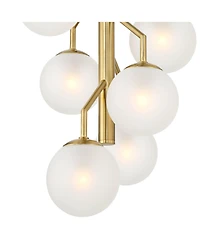 Possini Euro Design Alter Gold Pendant Chandelier Modern Led Frosted Glass 6-Light Fixture for Dining Room