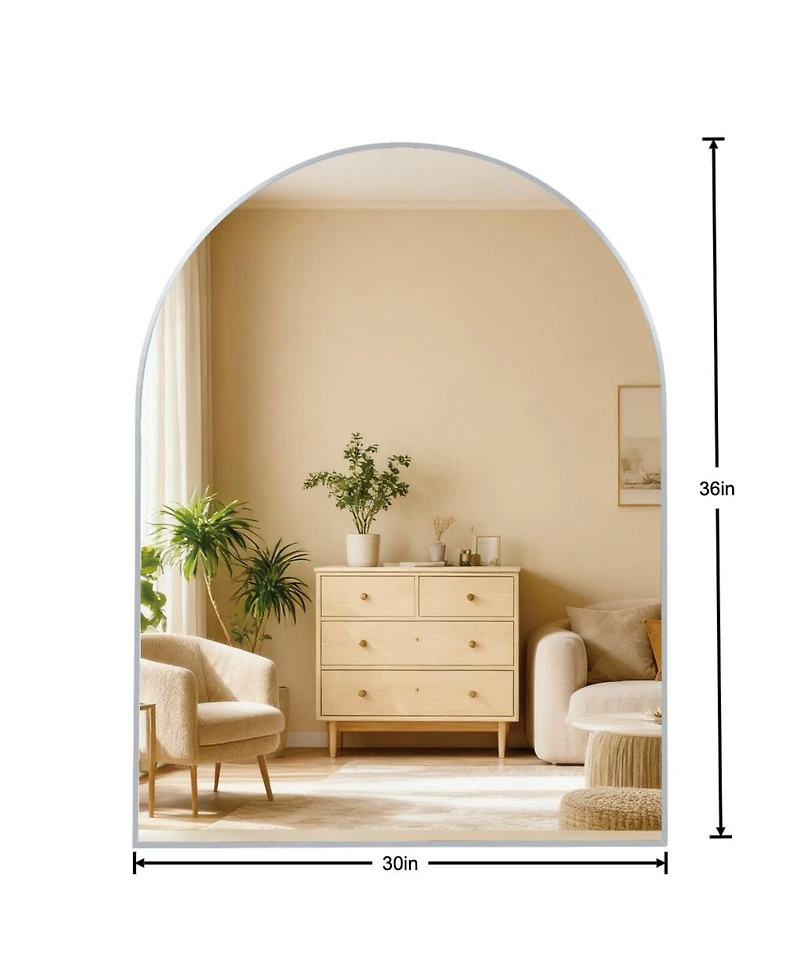 Laoties 30" x 36" Arched Metal Framed Wall Mounted Vanity Mirror for Bathroom, Bedroom and Entryway