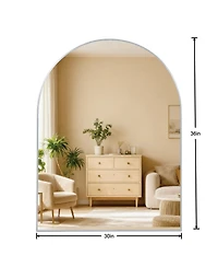 Laoties 30" x 36" Arched Metal Framed Wall Mounted Vanity Mirror for Bathroom, Bedroom and Entryway