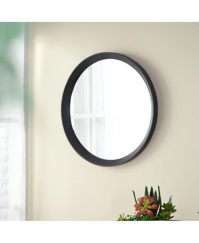 Laoties 20" Round Solid Mango Wood Wall Mirror, Modern Bathroom Vanity Mirror for Entryway and Bedroom