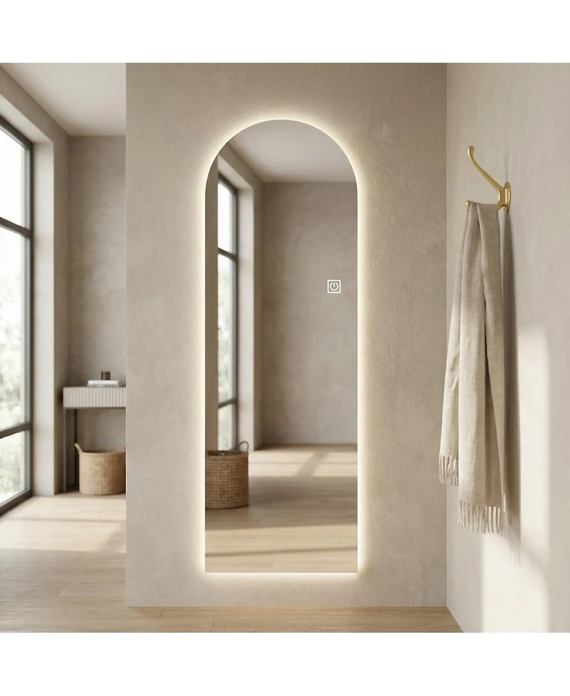 Laoties 65" x 21" Arched Led Full Length Wall Mirror, Dimmable Vanity Mirror for Bedroom and Entryway