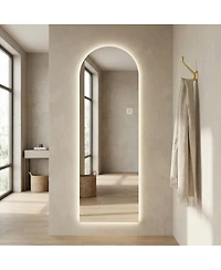 Laoties 65" x 21" Arched Led Full Length Wall Mirror, Dimmable Vanity Mirror for Bedroom and Entryway