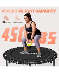Bcan 450/550LBS Foldable Mini Trampoline for Adults, 40/48 inches Fitness Rebounder with Bungees, Quiet Stable Exercise