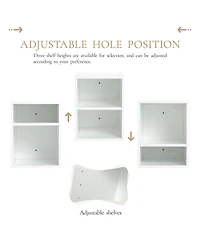 Sillysis 59 Inch Wall Mounted Double Bathroom Vanity with Dual Resin Sinks and Open Storage Shelves for Modern Master Bath