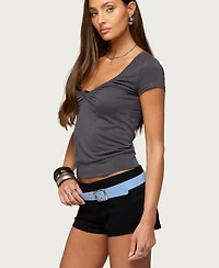 Edikted Women's Arabel Gathered V Neck Top