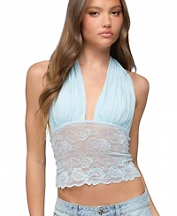Edikted Women's Eloria Lacey Flutter Tie Top