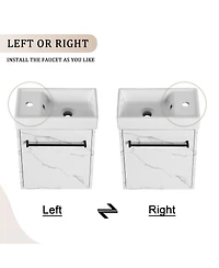 Sillysis 16 Inch Wall Mounted Bathroom Vanity with Ceramic Sink, Soft Close Door, Modern Floating Cabinet for Small Spaces