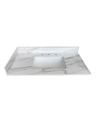 Sillysis Sintered Stone Bathroom Vanity Top with Ceramic Sink, Carrara Marble Look, 4" Backsplash, Water Stain and Scratch Resistant